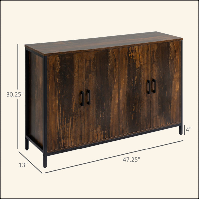 Buffet industriel avec portes, armoire de cuisine et armoire à café avec tablettes réglables