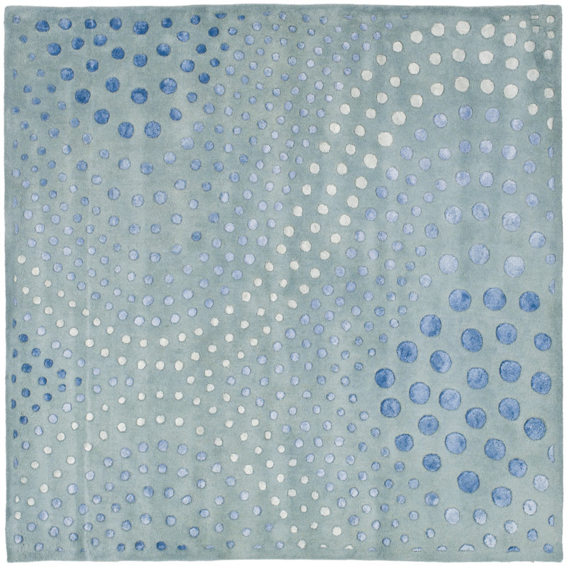 Tapis abstrait en laine et viscose touffeté à la main Candelo, Carré 6 pi