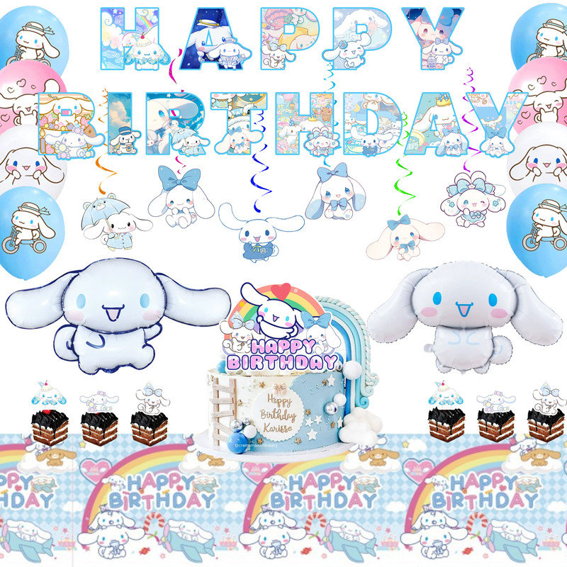 Articles de fête d'anniversaire Cinnamoroll, ensemble de décorations de fête Cinnamoroll 35 pièces