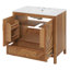 Meuble-lavabo de ferme de 30 po Willow avec armoire à chevrons en placage de bois d'acacia naturel et lavabo intégré en céramique blanche