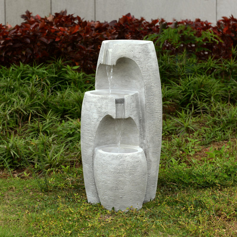 Cascade Fountain with Lights, Grey