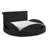1pc Unique Round Plush Black Velvet Button-Tufted Detailing Storage Bed-1797588541