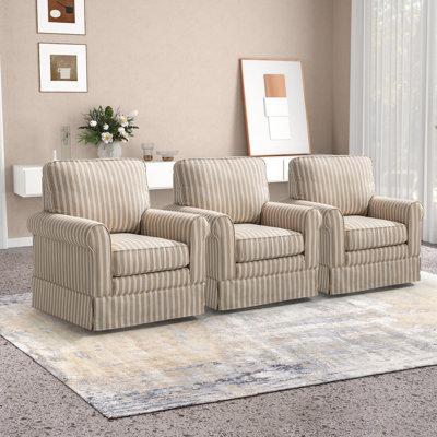 Fauteuil d'appoint avec accoudoirs arrondis et rembourrés à dossier souple de 33 po de largeur (ensemble de 3)