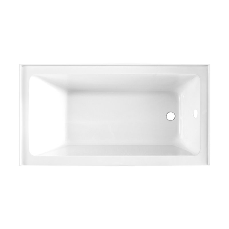 Kingston Brass Aqua Eden 60-Inch Acrylic Rectangular 3-Wall Alcove Tub, Hand Drain Hole, Right