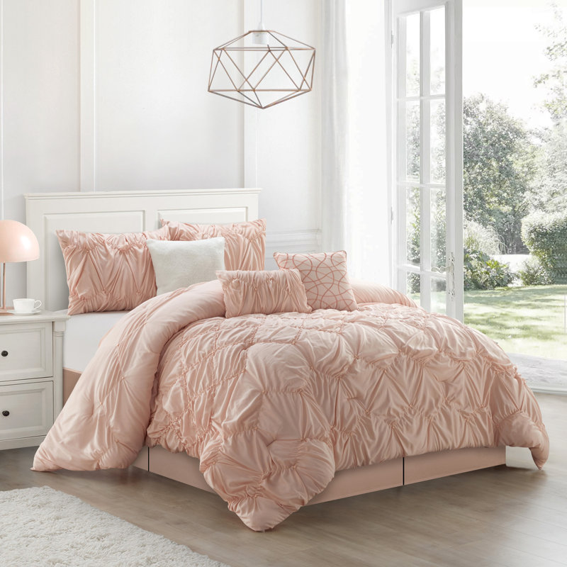 Ensemble d'édredon en microfibre 7 pièces istana, Rosé, Édredon de grande taille et 6 pièces supplément