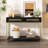 Entryway Table, Console Table With Two Drawers, Retro Hallway Table With Striking Geometric Design-1214079121