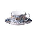 Tea Cup & Saucer PALAZZO PITTI Set of 2 in Luxury Box 3.3in, H 2.3in, cap. 7.5 oz, Saucer 6in