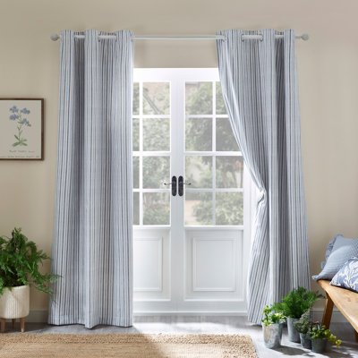 Logan Stripe Lined Eyelet Curtains