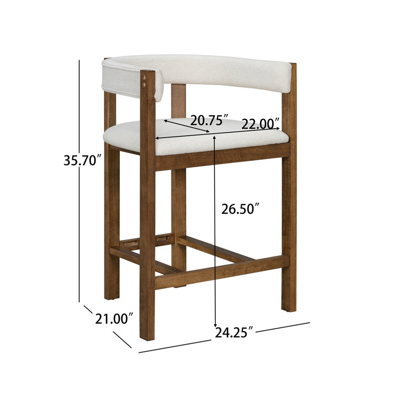  Tabourets de comptoir contemporains beiges, ensemble de luxe de 2 tabourets découpés, siège de baignoire à profil bas en bois d'hévéa brun moderne