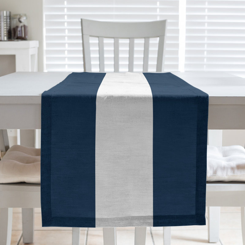 La Horns Football Stripes Table Runner, 90" L x 16" W, Blue/White, Polyester