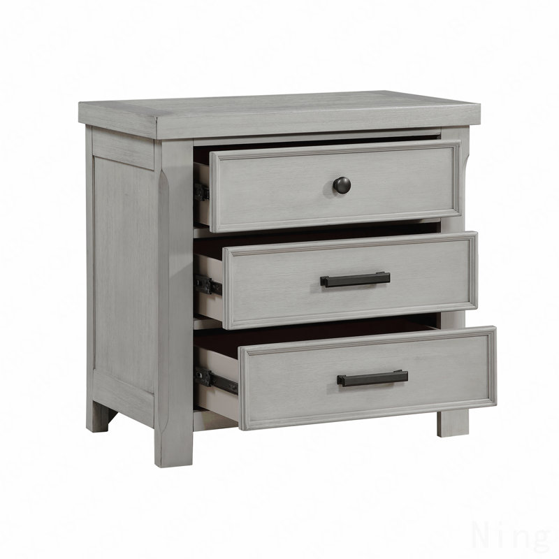 Table de chevet pour chambre à coucher avec rangement à 3 tiroirs, style maison de campagne 1 pièce, meubles en bois, armoire de chevet