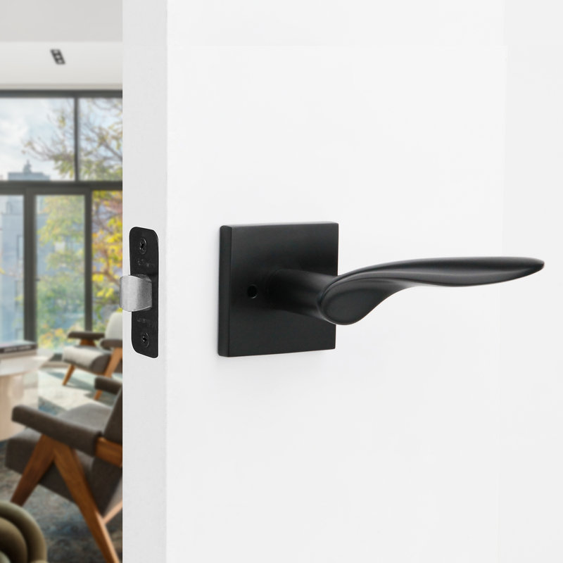 Levier de porte intérieur moderne Lafayette, Noir mat, Gauche, Passage