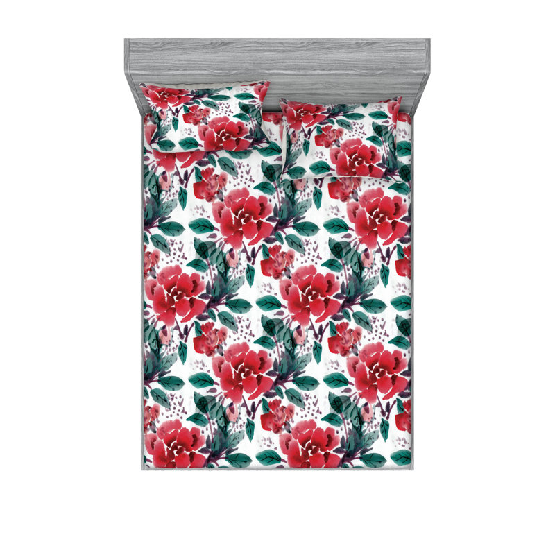 Drap-housse et taies décoratives 3 pièces Ambesonne, Ensemble de draps pour lit double avec 2 taies d'o