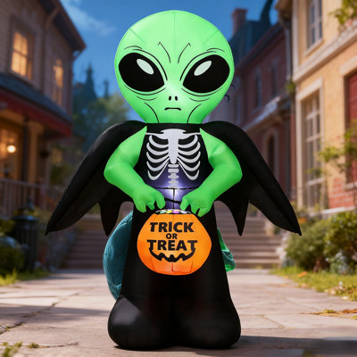 6 pi d'Halloween gonflable pour extraterrestres portant des décorations de panier de bonbons en plein air
