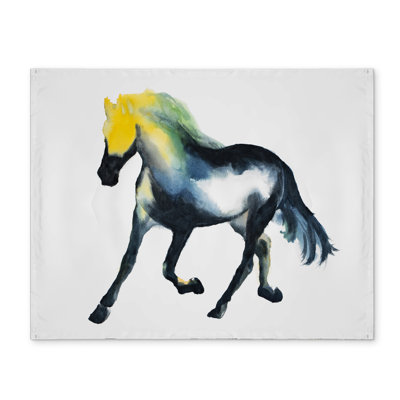 Napperon galopant en polyester bleu cheval | Décor d'animaux de ferme