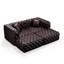 Ensemble de canapé moderne 77 po, canapé modulaire rembourré en similicuir 2 places avec conception touffetée à la main pure, 2 repose-pieds et 2 coussins, combinaison multiple pour le salon