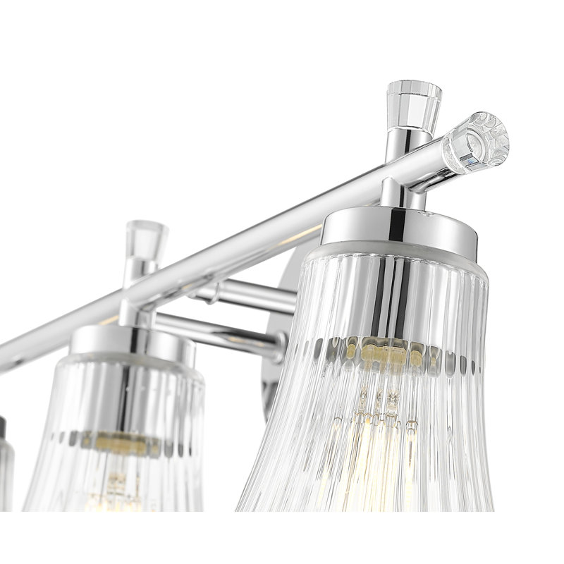 Coiffeuse Maston, H 10 po x l 24 po x P 6,75 po, Chrome chrome, Trois lumières