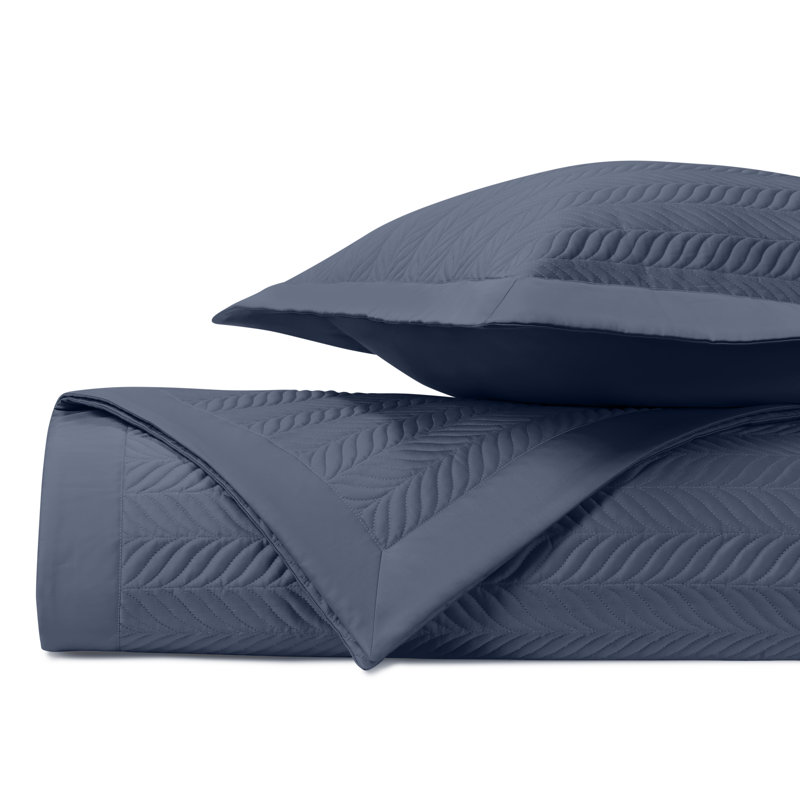 Egyptian Certified Cotton Coverlet Set, Twin Coverlet + 1 Standard Sham, Stone Blue