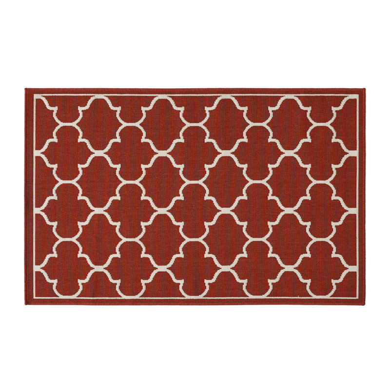 Red Polypropylene Weaving Area Rug, 3'3" X 5', Rectangular Shape Rectangular, Woven