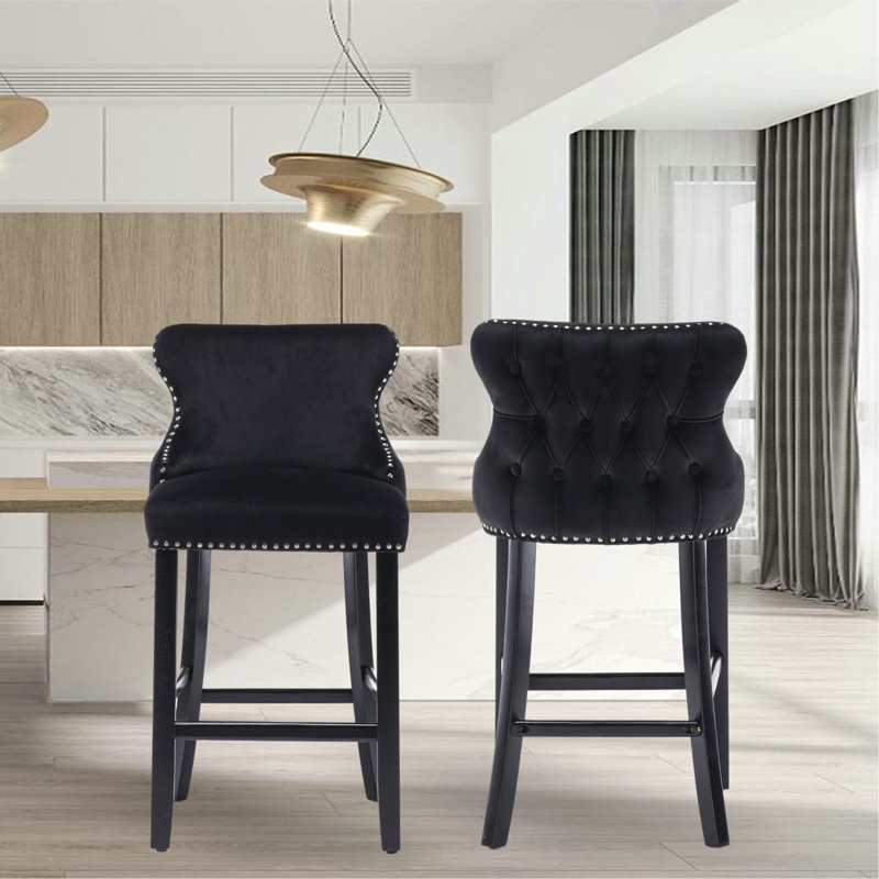 Jeena Upholstered Counter Stool, Black