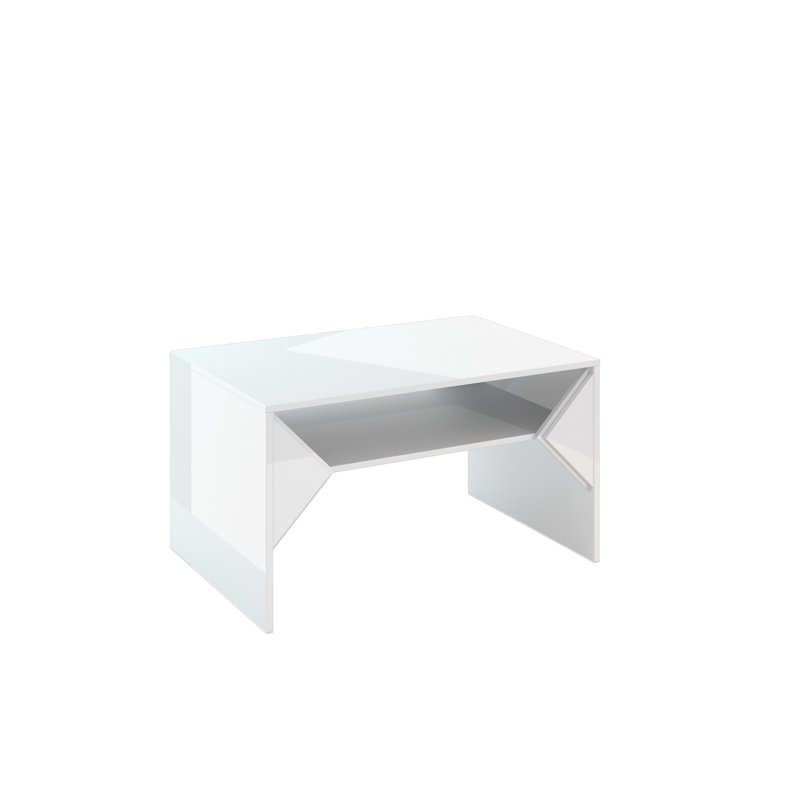 Truffle Solid Coffee Table with Storage, 50cm H x 90cm W x 60cm D, White Gloss
