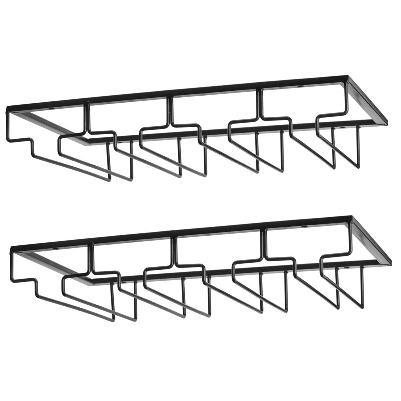 Adalyna Open Shelving Wine Glass Rack, Black
