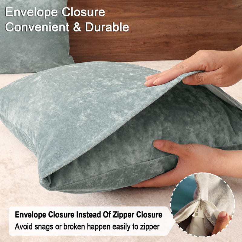PHF Super Soft Velvet Pillowcases, 2 Pack Luxury Cozy Warm Pillow Shams Covers with Envelope Closure, 20x36", Dusty Blue