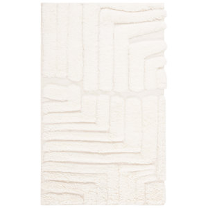 Fernande Abstract Handmade Wool Area Rug in Ivory