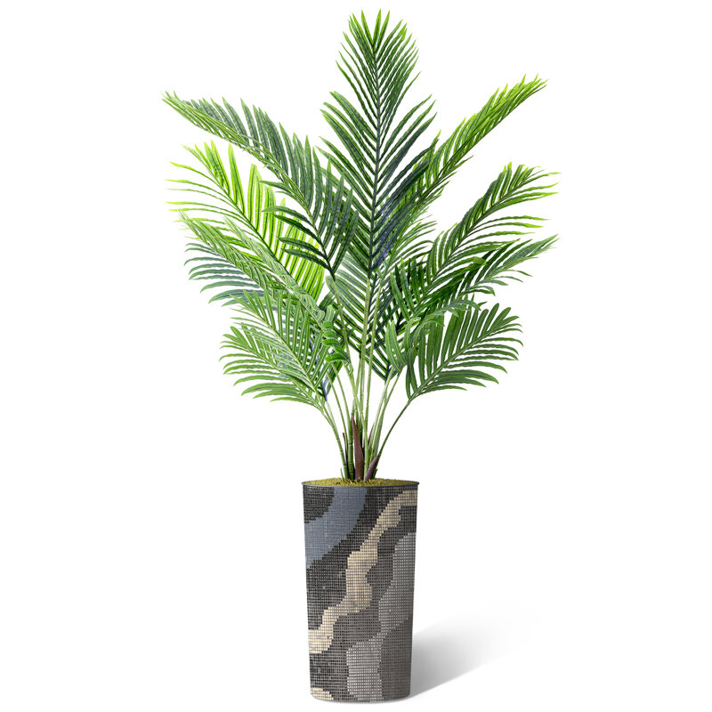 Artificial Tree In Planter, Fake Areca Tropical Palm Silk Tree Home Decoration (Plant Pot Plus Tree), 66" H x 13" W x 13" D