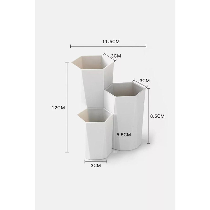 Ensemble de rangement pour maquillage (3 pièces), Blanc