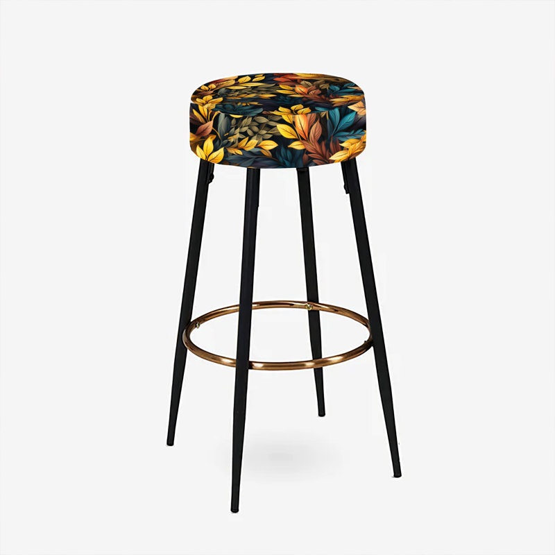 Ensemble de 2 tabourets de bar rétro jaune rustique