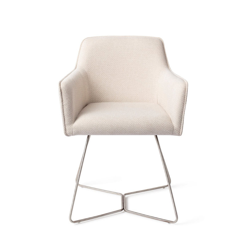 Dashall 123.19cm H Polyester Upholstered Metal Armchair, Cream, Steel