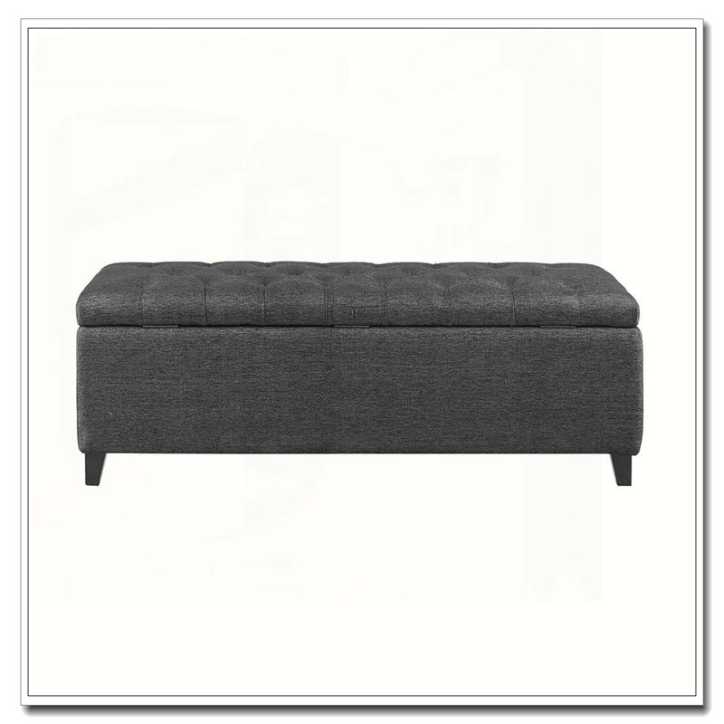 Banc de rangement capitonné à fermeture douce, Gris anthracite