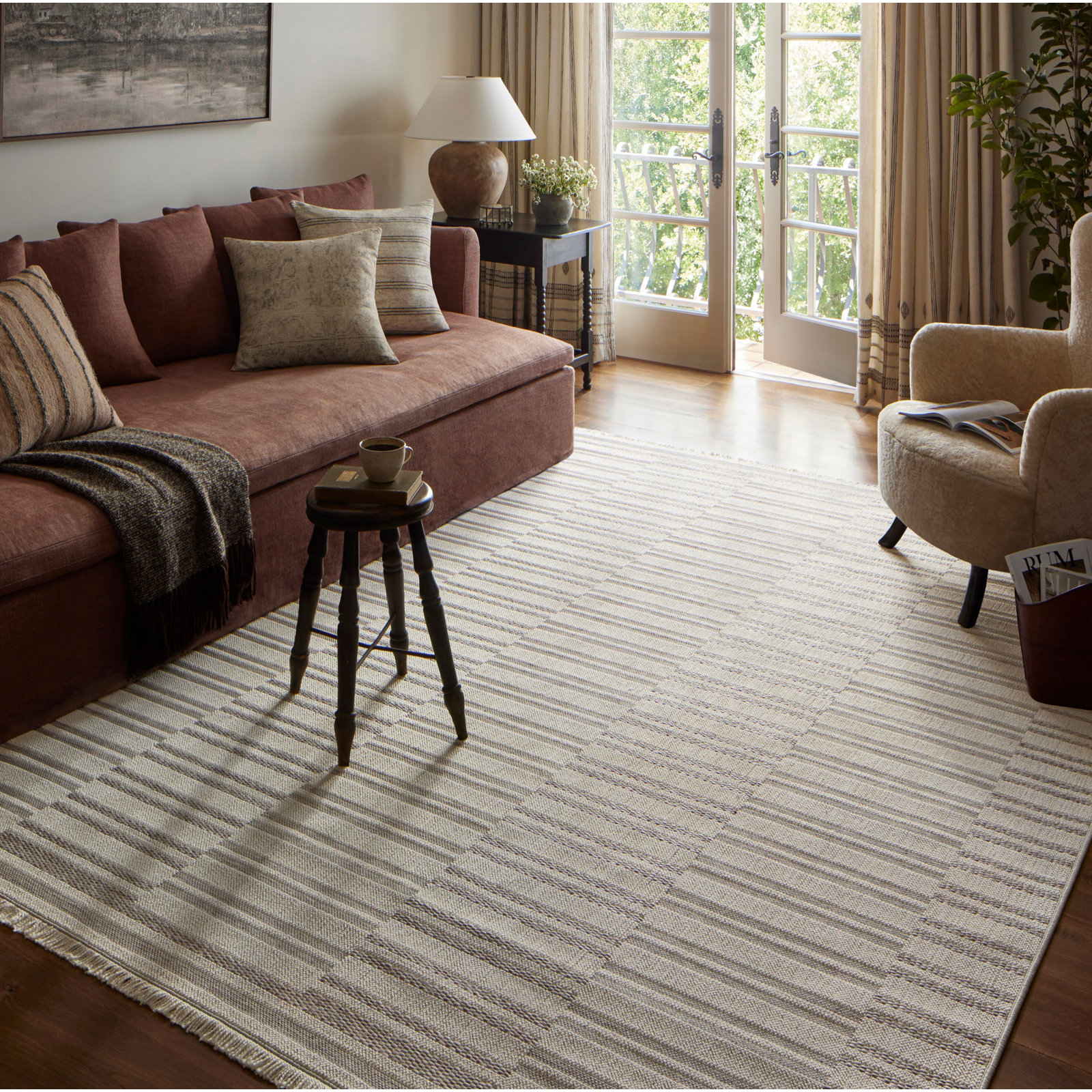 Malibu Brown/Beige Indoor / Outdoor Area Rug, Rectangle 3'9" x 5'9"