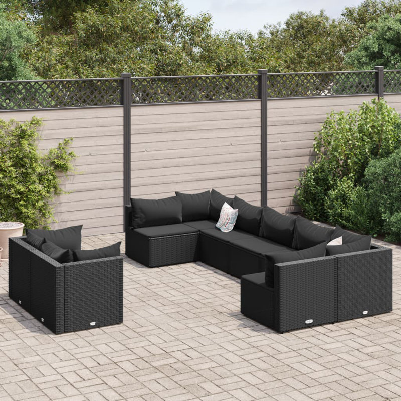  Ensemble de 9 chaises de patio noires, Noir, Noir