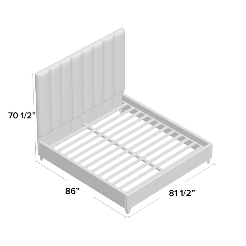 Lit plateforme tapissier Sibert, Très grand, Velours crème