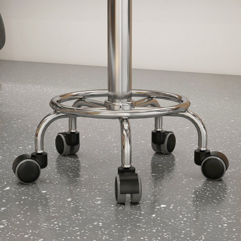 Wibaux Adjustable Height Lab Stool with Footring Wheels, White