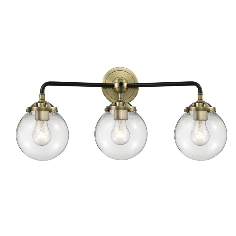 Clementina 3 - Light Dimmable Vanity Light, Black Antique Brass, Clear