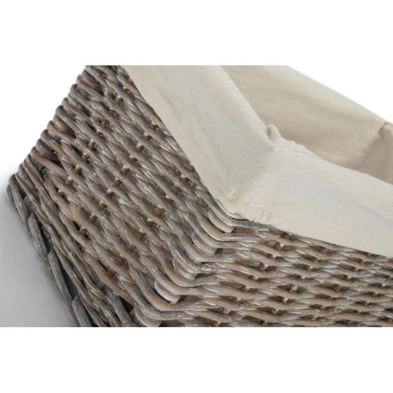House Of Hampton Wicker Decorative Basket, 17cm H x 33cm W x 20cm D, Grey Wash/White Lining