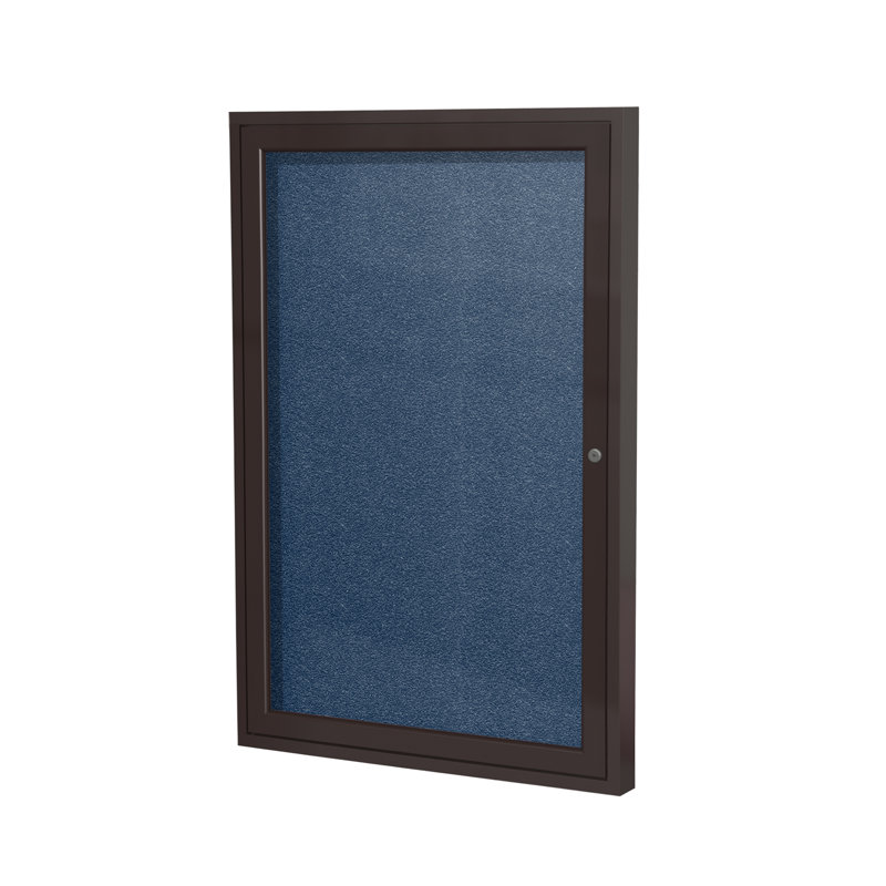 Babillard fermé en vinyle avec cadre en satin 1 porte Ghent, Bronze, H 3 pi x l 3 pi, Bleu marine