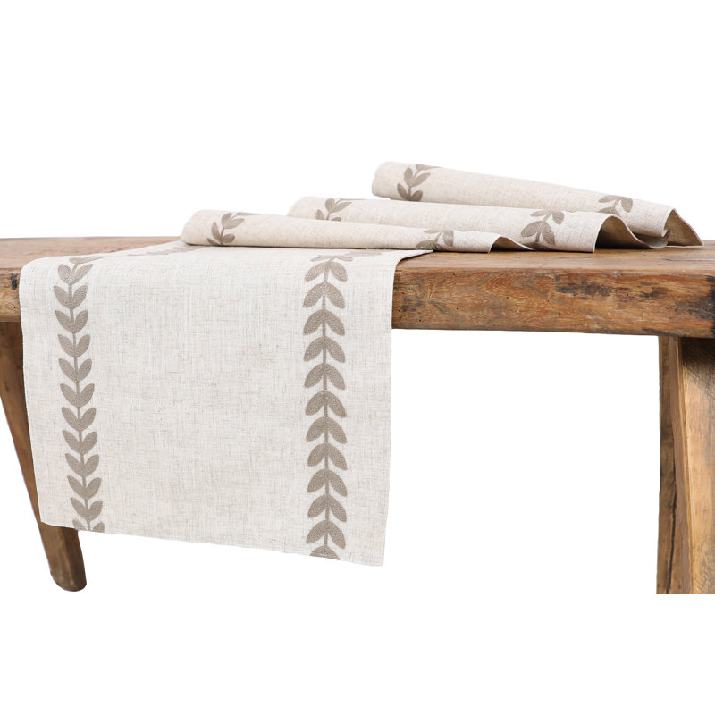  Truesdale Floral Rectangular Table Runner, 108" L x 15" W, Taupe
