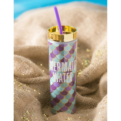 Culbuteur de voyage à eau 14 oz avec paille sirène