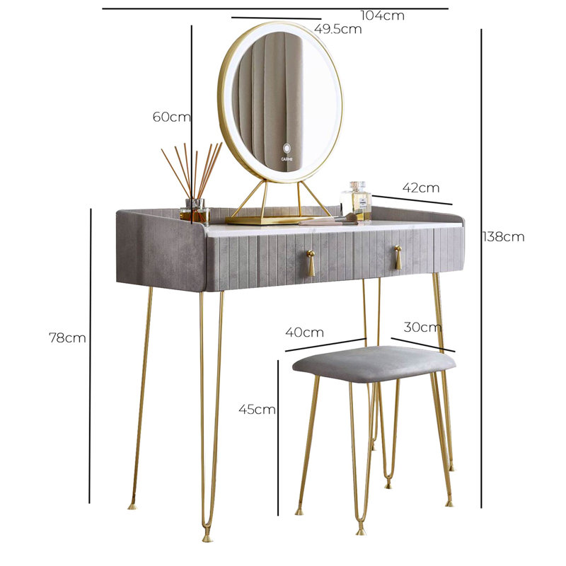 Hutchinson Dressing Table with Mirror, Grey