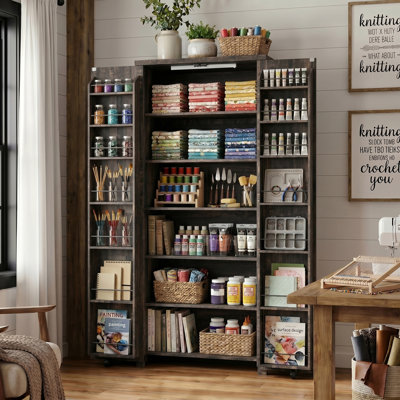 Armoire de rangement de 72 po de hauteur avec tablettes réglables et armoire de rangement polyvalente pour les projets d'artisanat et de couture