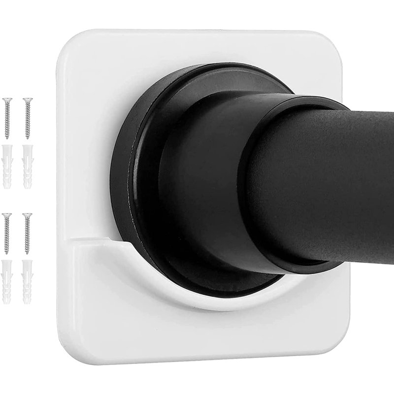 Support de tringle de rideau de douche sans perceuse - Paquet de 4 fixations murales adhésives pour salle de bain, fixation solide, aucun outil requis, s'adapte aux tringles de 1 po à 2,75 po de diamètre (tringle non incluse)