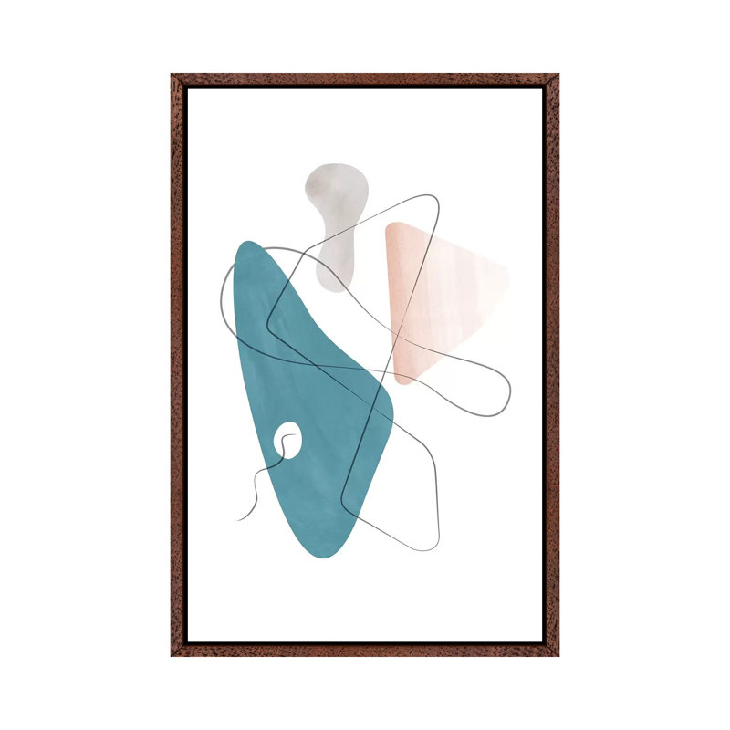Abstract Composition with Lines XIV 1 Piece Wall Art on Canvas, 152.4cm H x 101.6cm W x 3.81cm D, Classic Brown Wood Framed