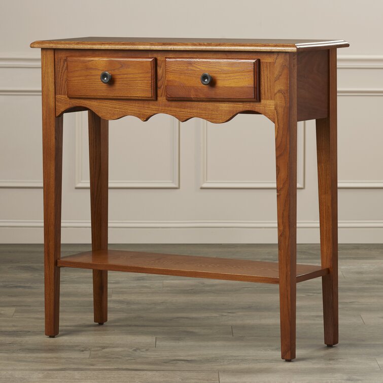 Charlton Home® Petite Solid Wood Console in Medium Oak & Reviews
