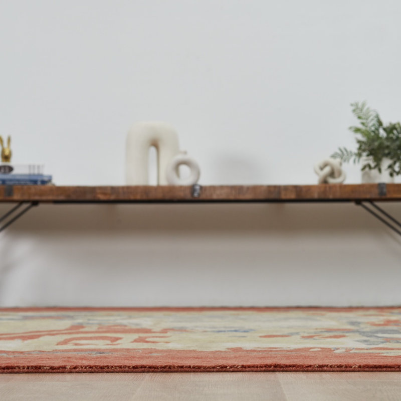 Studio Glyphs by Katie Merz Terracotta Field Wool Handcrafted Area Rug, Rectangle 5' x 7'
