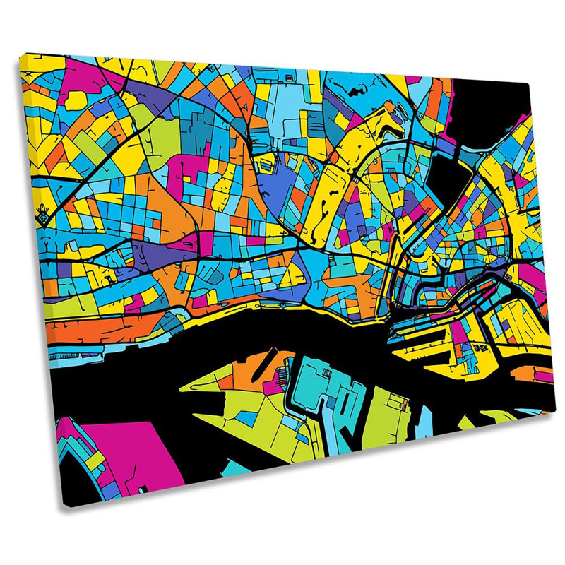 Hamburgh City Modern Map - Wrapped Canvas Print, 40.6cm H x 61cm W