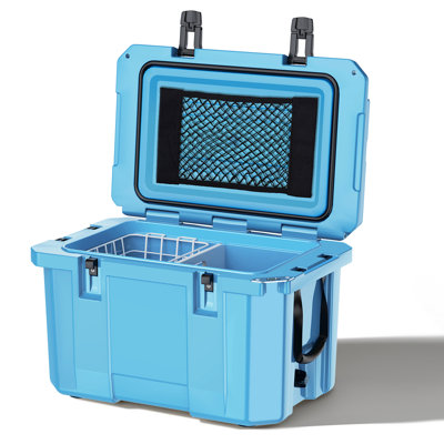 55 Quart Cooler With Wheels, Ice Chests Portable Camping Cooler Holds Ice Up To 6 Days, Leak-proof Outdoor Insulated Cooler With Handle, Cup Holders, Hard Cooler For Camping, Beach, Boat